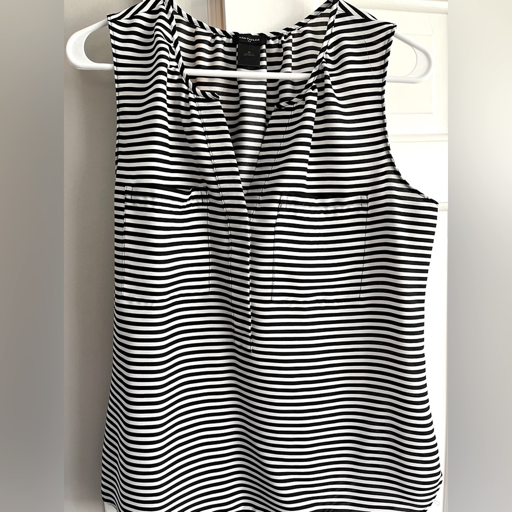 Ann Taylor Black and White Stripe Blouse